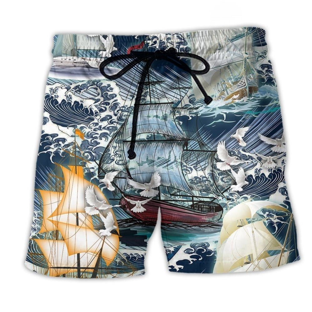 Dove Wave Ocean Peace Beach Shorts Print Detail For Beach Activities And Vacation Wear