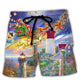 Christmas Lighthouse Home Light Beach Shorts Pattern View For Resort Days And Outdoor Activities