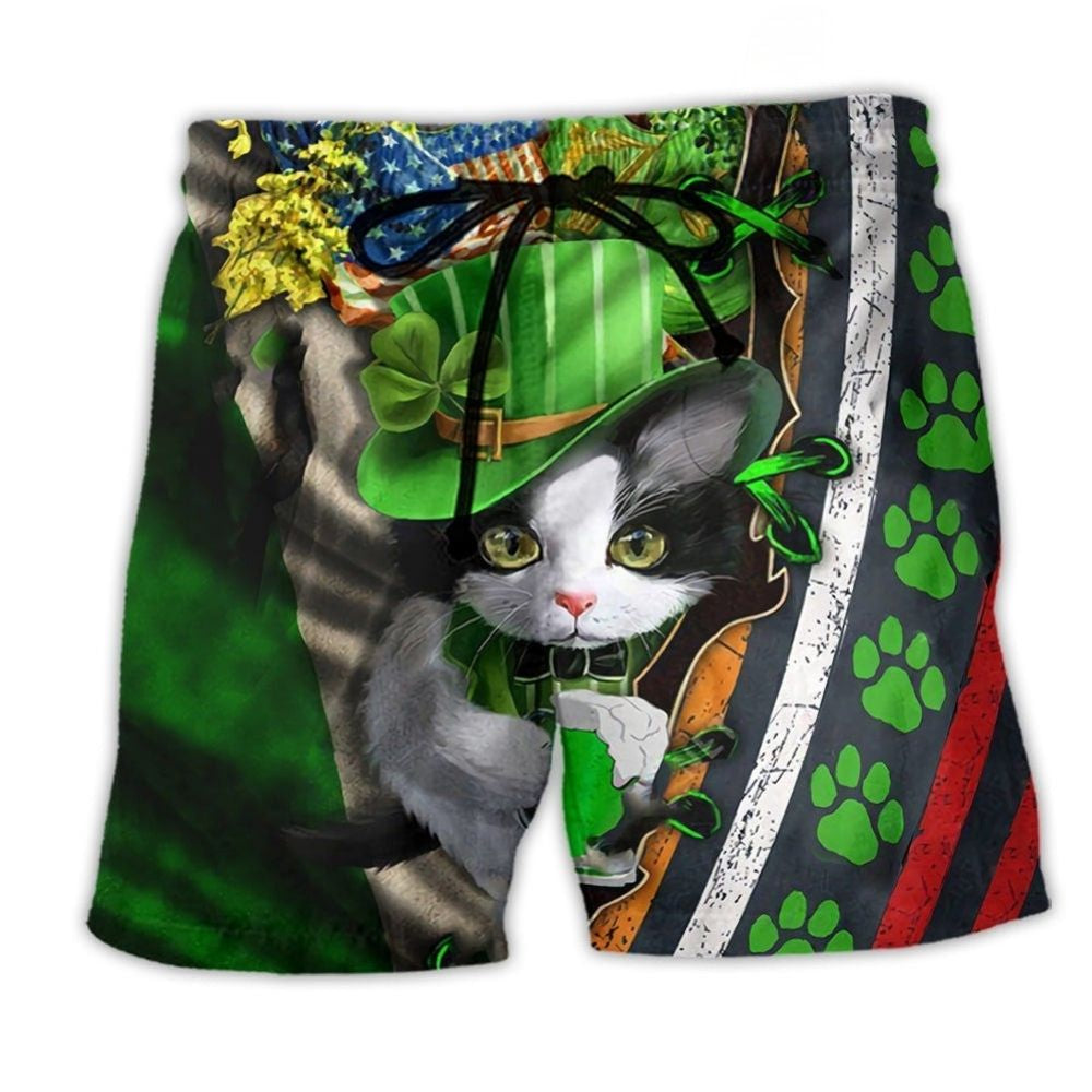 Irish Cat Party Beach Shorts For Resort Days And Flexible Everyday Wear
