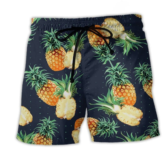Pineapple Tropical Summer Fruit Beach Shorts For Summer Vacations And Comfortable Resort Style
