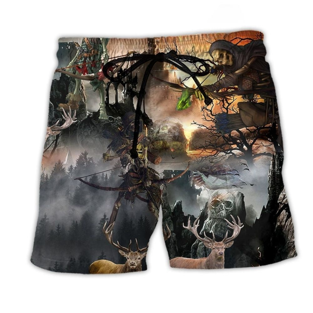 Skull Hunting Jungle Adventure Beach Shorts For Tropical Holidays And Flexible Everyday Wear