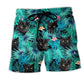 Cat Lover Black Beach Shorts Pattern View For Wildlife Fans And Beach Days