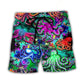 Colorful Octopus Light Fantasy Beach Shorts Graphic Detail For Resort Trips And Casual Outings