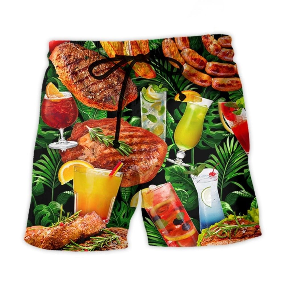 BBQ Cocktail Party Tropical Leaf Beach Shorts For Relaxed Shoreline Days And Thoughtful Gift Giving