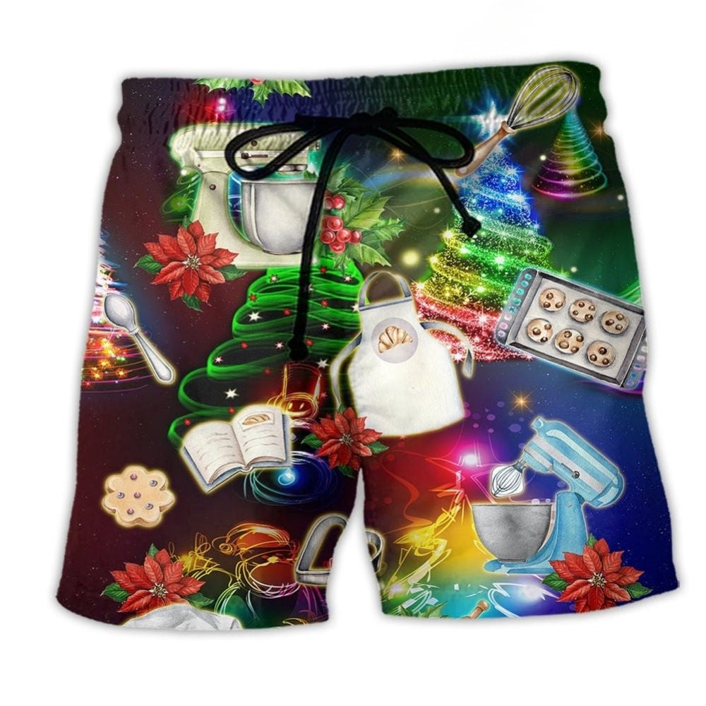 Baking Lover Christmas Holiday Beach Shorts Design Detail For Weekend Getaways And Beach Days