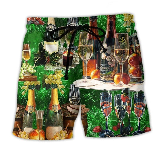 Wine Lover Green Beach Shorts For Cookouts And Relaxed Summer Gatherings