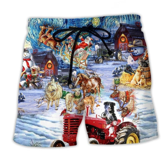 Farmer Merry Christmas Beach Shorts For Relaxed Shoreline Days And Flexible Everyday Wear