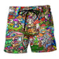 Hippie Mushroom Music Life Beach Shorts Design Detail For Weekend Getaways And Beach Days