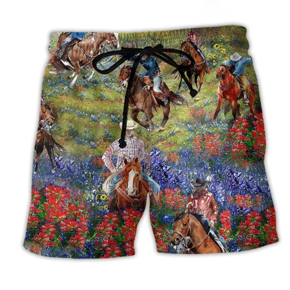 Floral Cowboy Beach Shorts For Summer Festivals And Memorable Gift Ideas