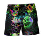 Skull Green Splash Color Beach Shorts For Oceanfront Weekends And Easygoing Coastal Style