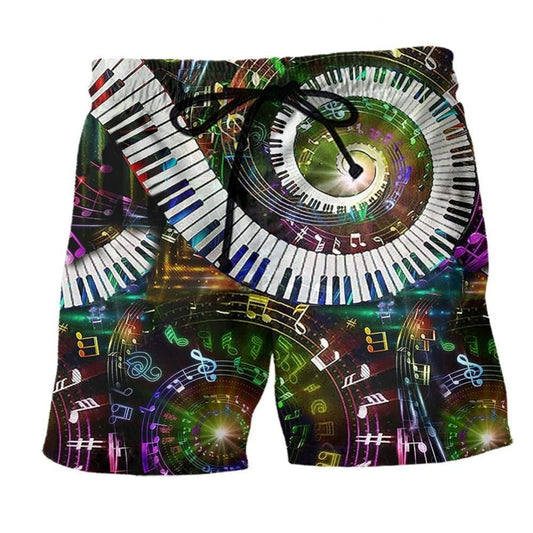 Piano 10 Fingers 88 Keys Music Beach Shorts Design Detail For Coastal Escapes And Daily Wear