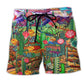Cactus Flower Field Beach Shorts For Holiday Cruises And Comfortable Daily Wear