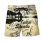 Guitar Music Speaks Beach Shorts Artwork Detail For Casual Warm Weather Outfits