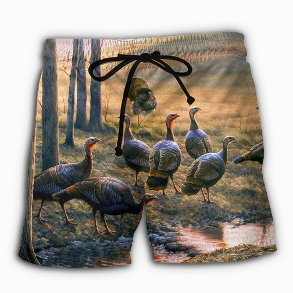 Smiling Turkey Peaceful Life Beach Shorts Pattern View For Vacation Travel And Outdoor Fun