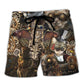 Steampunk Cat Wonderland Quote Beach Shorts Print Detail For Beach Activities And Vacation Wear