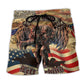 Veteran America No One Left Behind Beach Shorts Artwork Detail For Casual Warm Weather Outfits