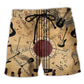 Music Guitar Vintage Beach Shorts Design Detail For Resort And Beach Day Style