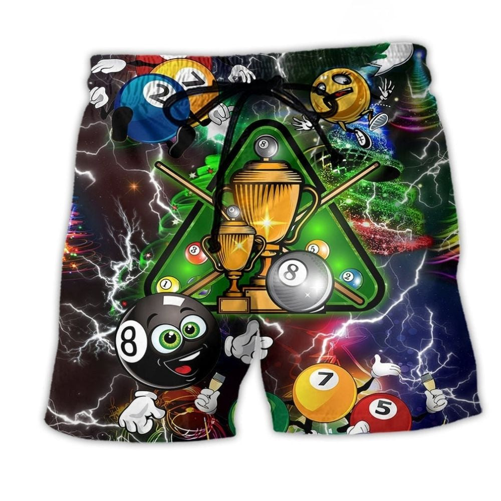 Billiard Lover Christmas Lightning Beach Shorts For Beach Trips And Relaxed Vacation Styling