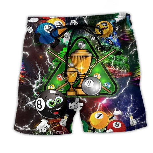 Billiard Lover Christmas Lightning Beach Shorts For Beach Trips And Relaxed Vacation Styling