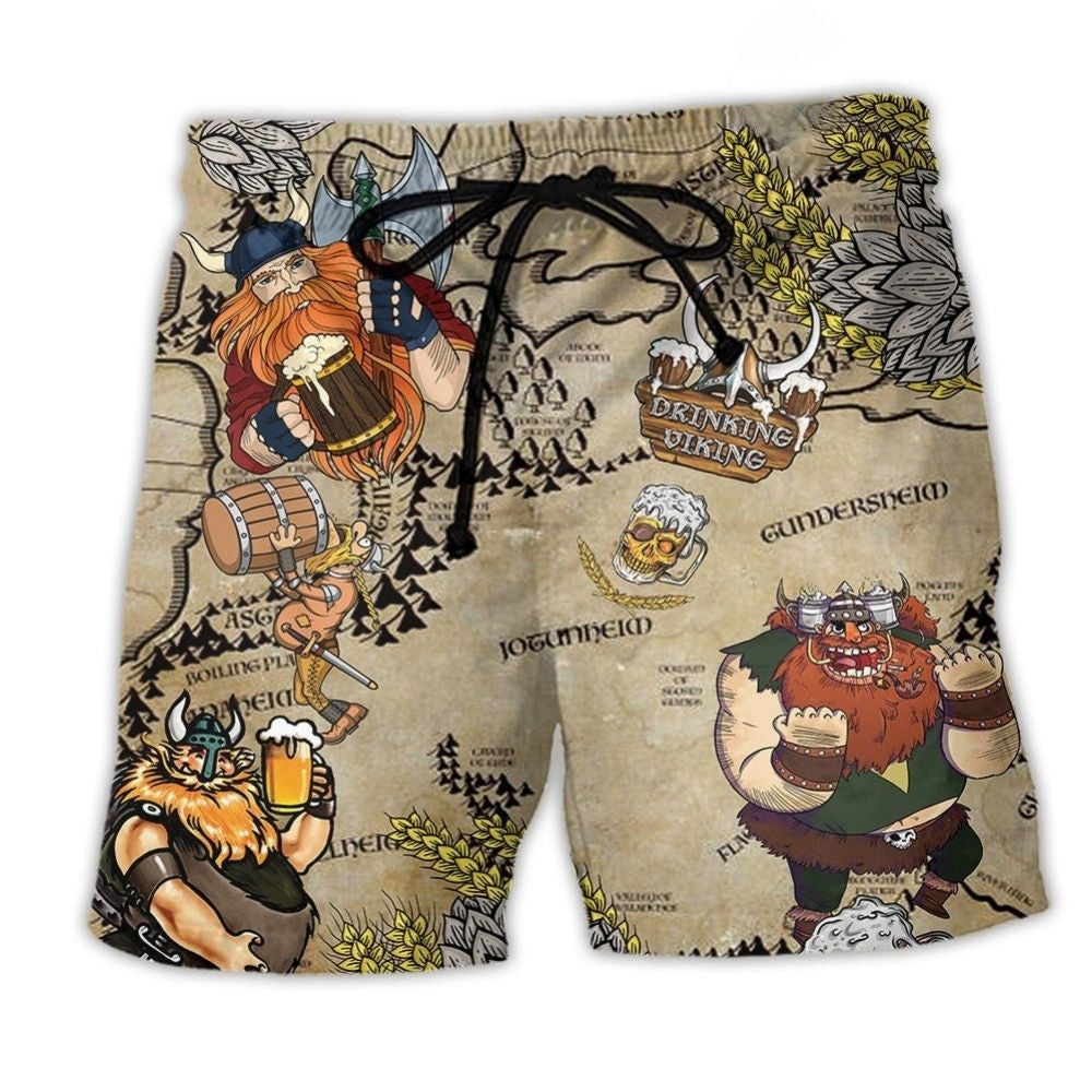 Viking Beer Drinking Beach Shorts For Summer Vacation And Coastal Travel