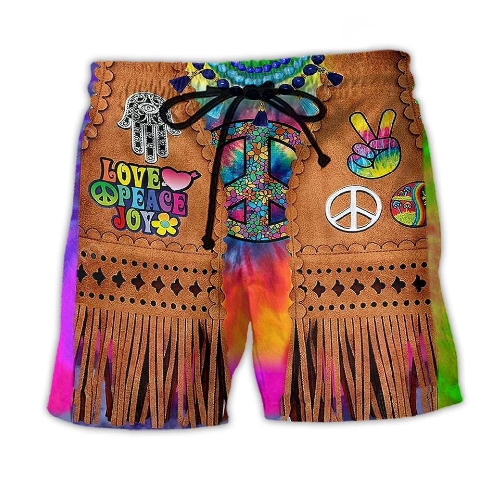 Hippie Peace Cowboy Beach Shorts Print Detail For Thoughtful Gift Giving