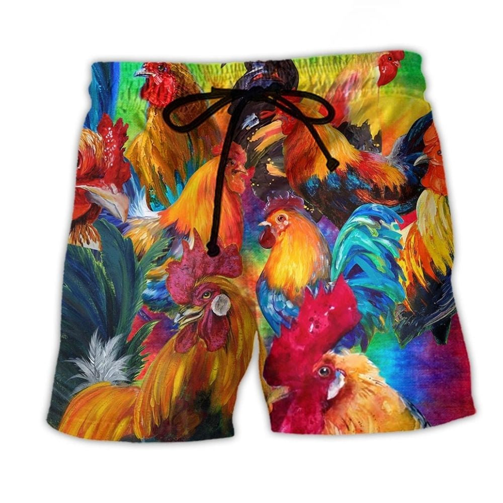 Rooster Farm Beach Shorts For Holiday Cruises And Comfortable Resort Style