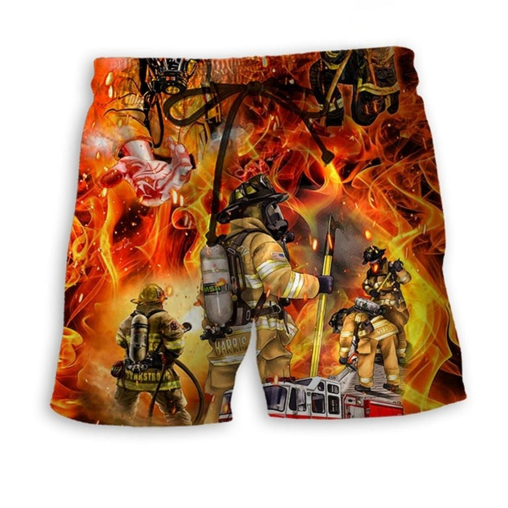 Firefighter Danger Courage Beach Shorts Print View For Coastal Escapes And Casual Outings