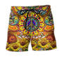 Hippie Sunflower Sunshine Beach Shorts Design Detail For Resort And Beach Day Style