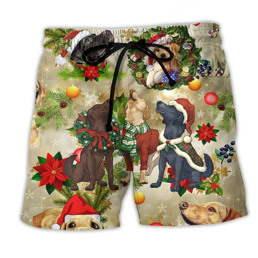 Labrador Christmas Dog Beach Shorts For Vacation Travel And Thoughtful Gift Giving