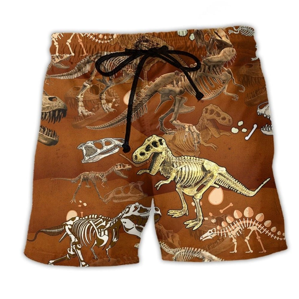 T-Rex Dinosaur Skull Beach Shorts For Outdoor Adventures And Distinctive Seasonal Style