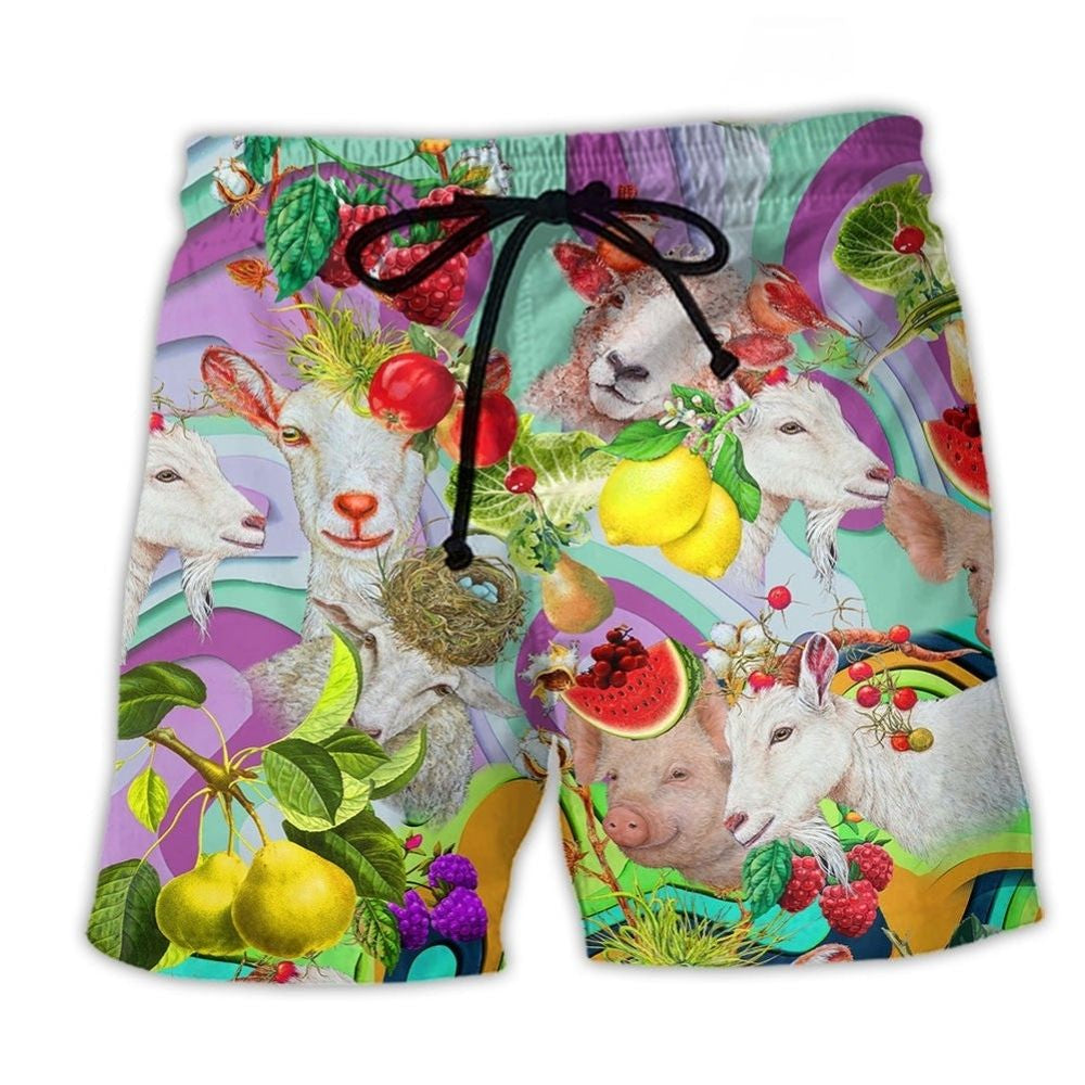 Farm Family With Fruit Cheerful Beach Shorts Design View For Summer Events And Coastal Getaways
