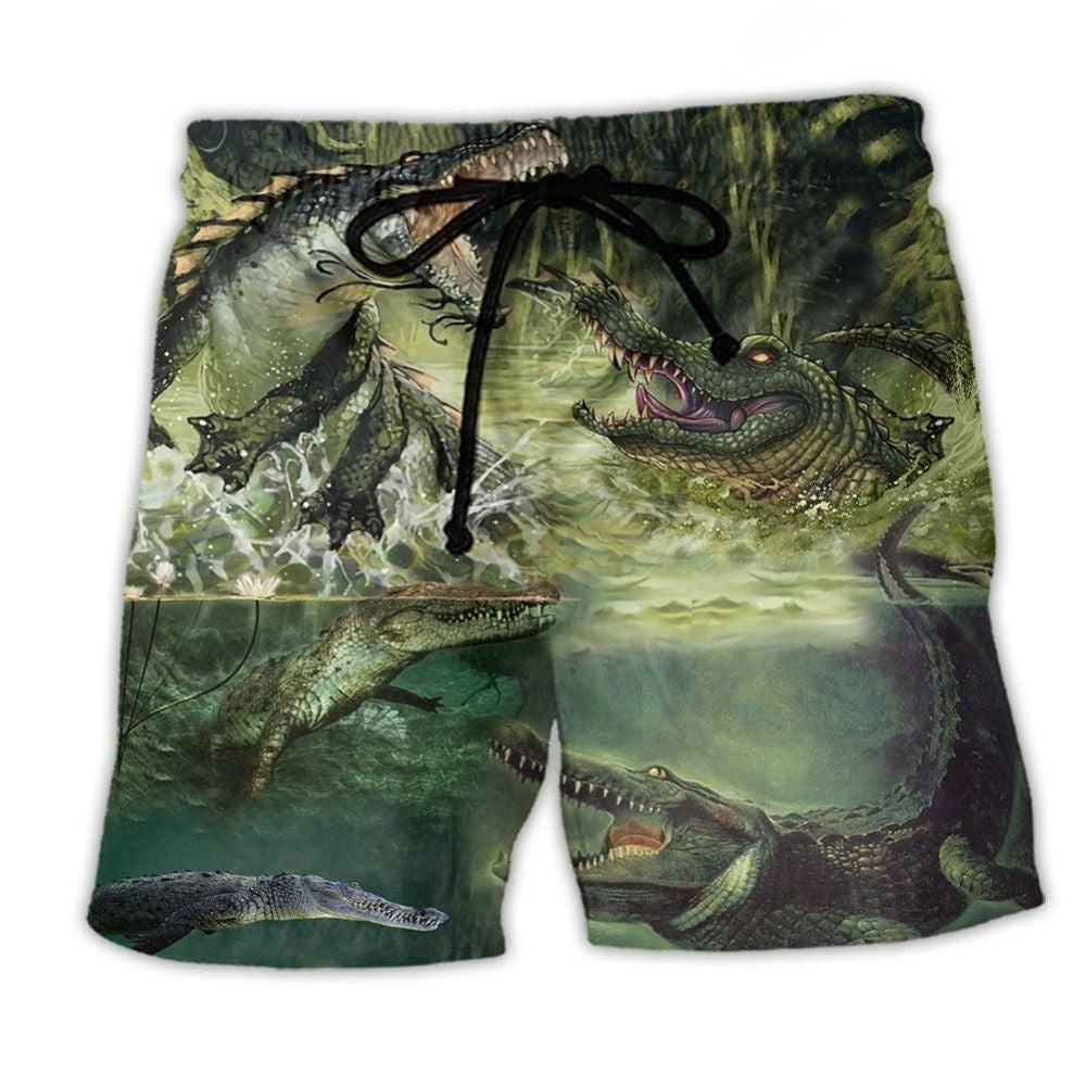 Crocodile Wild Animal Beach Shorts For Resort Getaways And Leisure And Relaxation