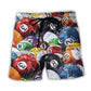 Classic Billiard Balls Pool Play Beach Shorts Artwork Detail For Comfortable Everyday Summer Wear