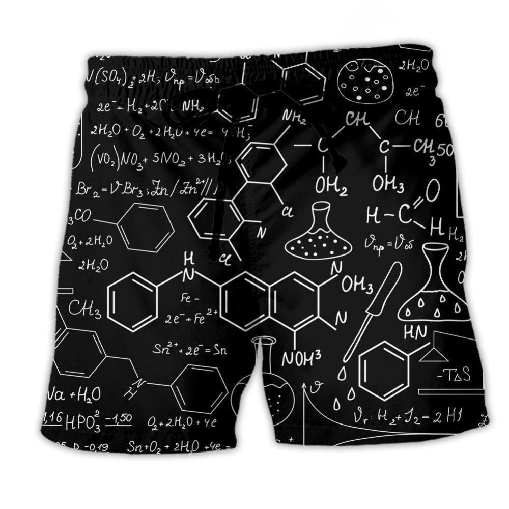 Chemistry Minimal Black Beach Shorts For Outdoor Adventures And Bright Summer Outfits
