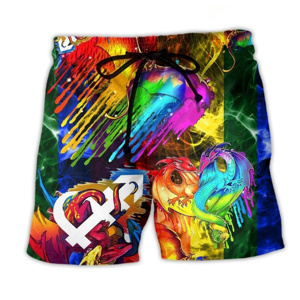 Rainbow Equality Dragon Pride Beach Shorts For Beach Days And Everyday Comfort