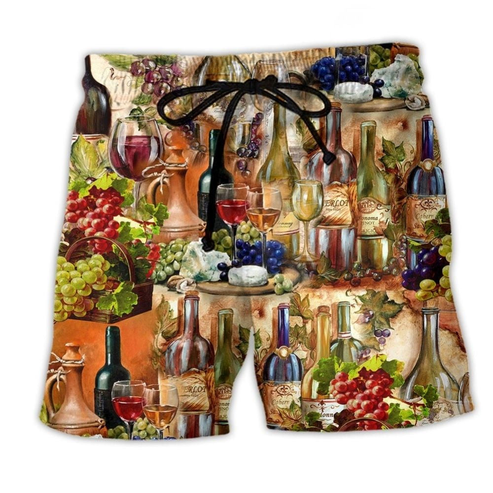 Wine Sip Humor Colorful Beach Shorts Design Detail For Coastal Escapes And Daily Wear