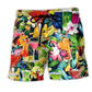 Cocktail And Flowers Beach Shorts Pattern View For Beach Days And Outdoor Parties