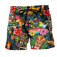 Tiki Hawaii Island Lover Beach Shorts Pattern View For Weekend Trips And Outdoor Activities