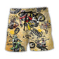Vintage Motocross Biker Motorcycle Beach Shorts For Resort Travel And Thoughtful Summer Gifting