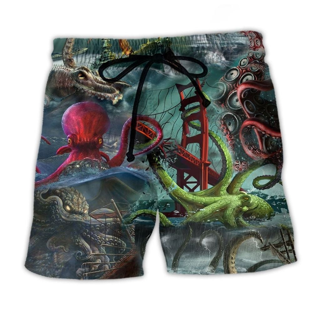 Octopus Ocean Adventure Beach Shorts For Beach Days And Bright Summer Outfits