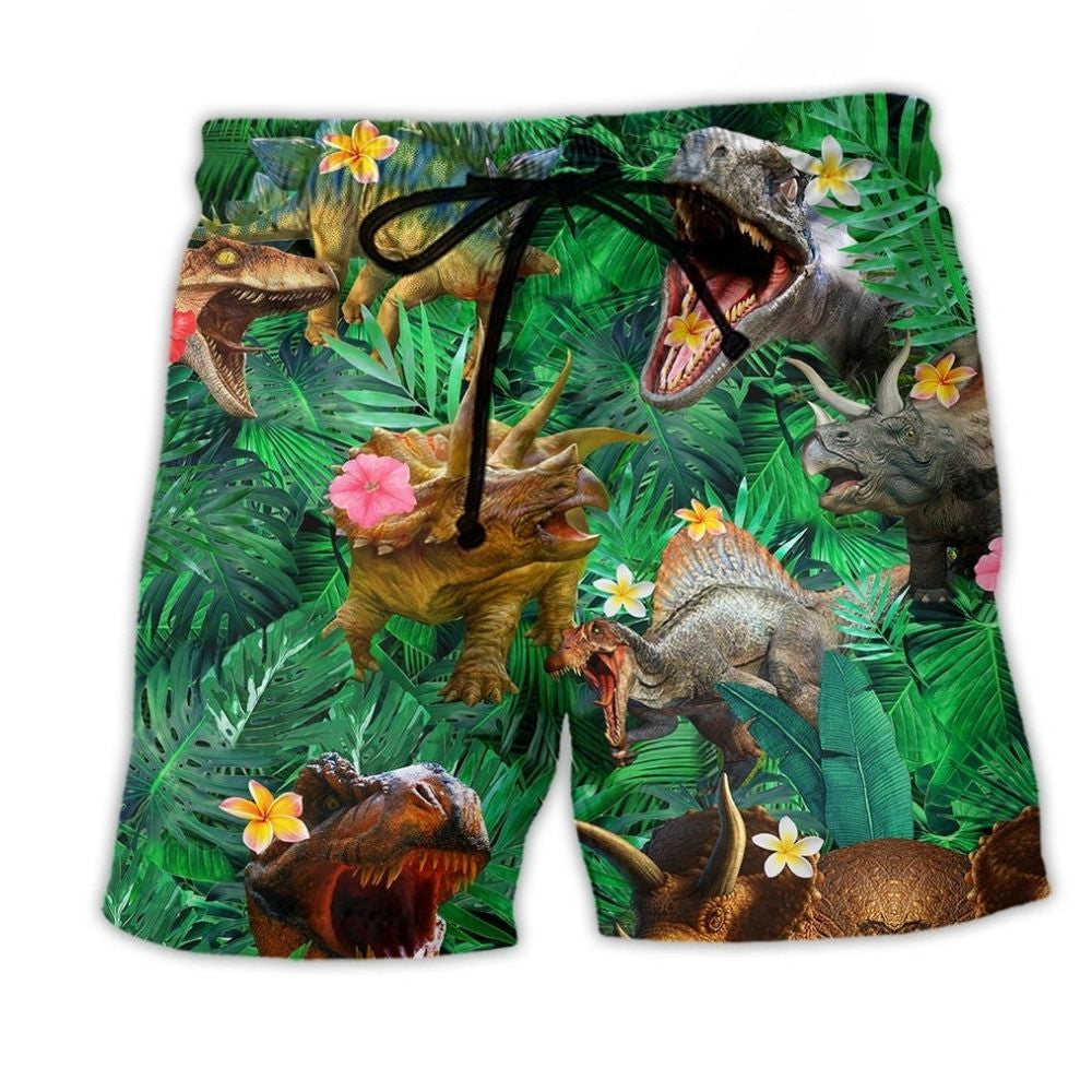 Dinosaur Aloha Color Beach Shorts For Weekend Escapes And Lightweight Summer Style