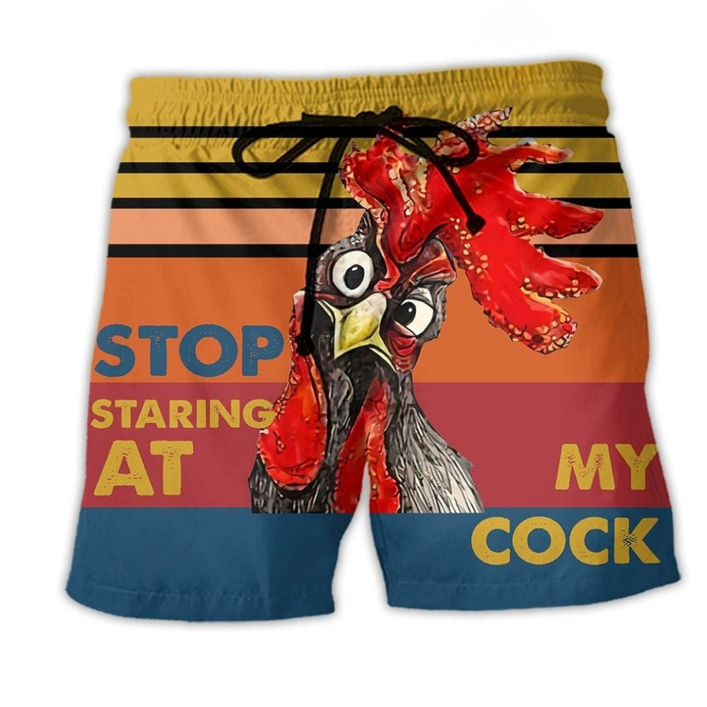 Rooster Farm Humor Bold Attitude Beach Shorts Pattern View For Vacation Travel And Outdoor Fun