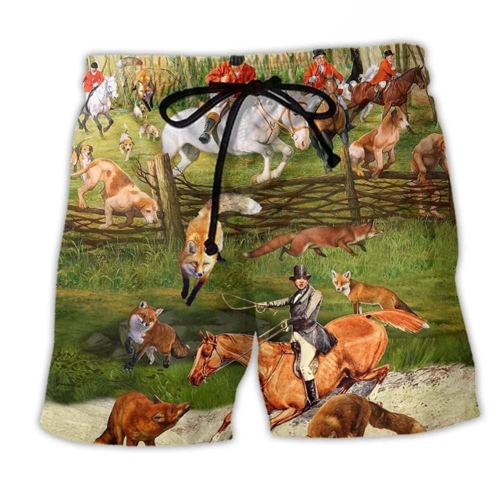 Fox Hunting Weekend Beach Shorts For Coastal Road Trips And Weekend Casual Style