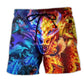 Dragon Fire And Water Fantasy Beach Shorts Pattern View For Coastal Holidays And Casual Activities