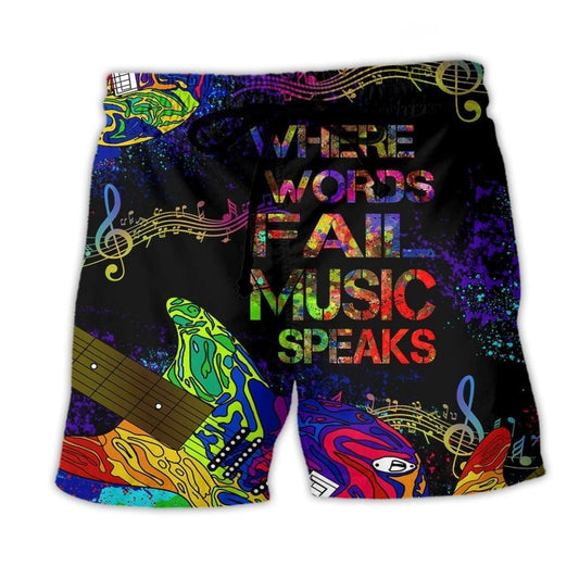 Guitar Music Speaks Colorful Beach Shorts Print Detail For Thoughtful Gift Giving