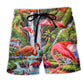 Flamingo Scenic Landscape Beach Shorts For Summer Vacations And Everyday Comfort