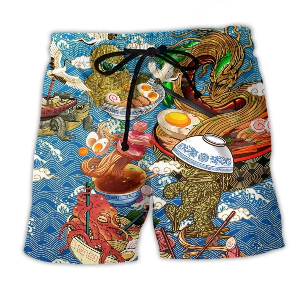 Ramen Food Comfort Beach Shorts For Oceanfront Weekends And Vacation Ready Style