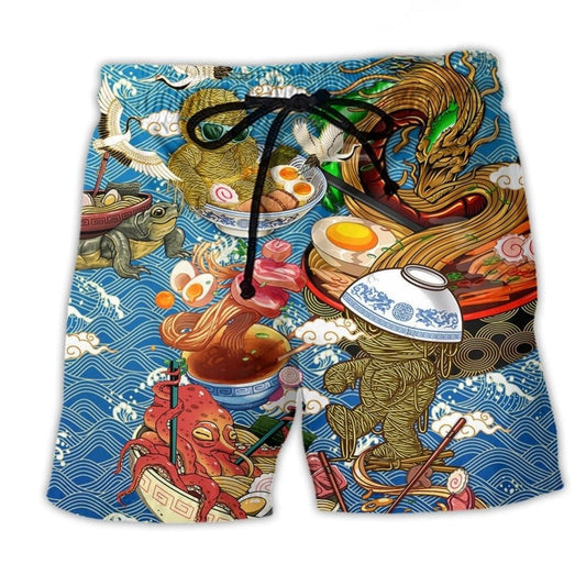 Ramen Food Comfort Beach Shorts For Oceanfront Weekends And Vacation Ready Style