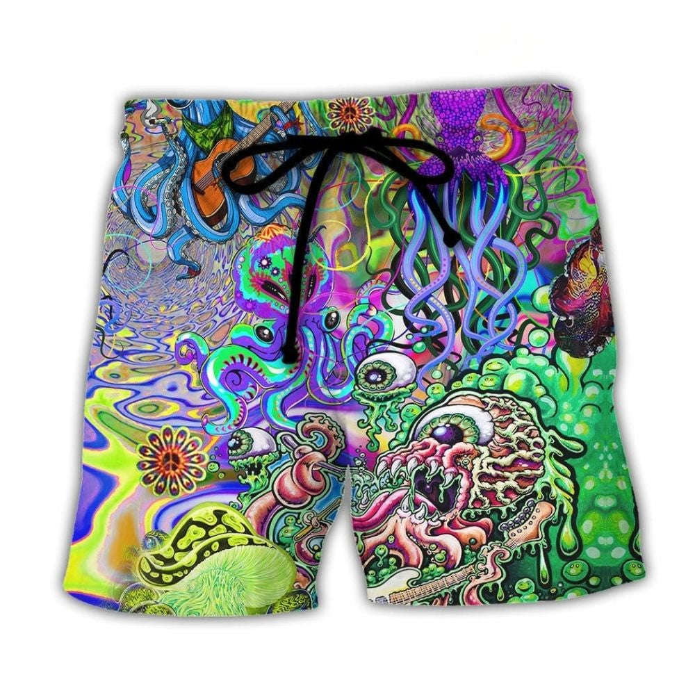 Hippie Octopus Music Beach Shorts For Poolside Relaxation And Summer Adventures