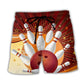Retro Bowling Strike Game Beach Shorts Pattern Detail For Sunny Outdoor Activities